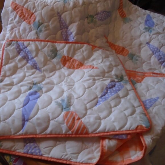 Full Queen Quilt Carrot Ensemble reversable bedspread and std pillow shams 3431 - Picture 5 of 8